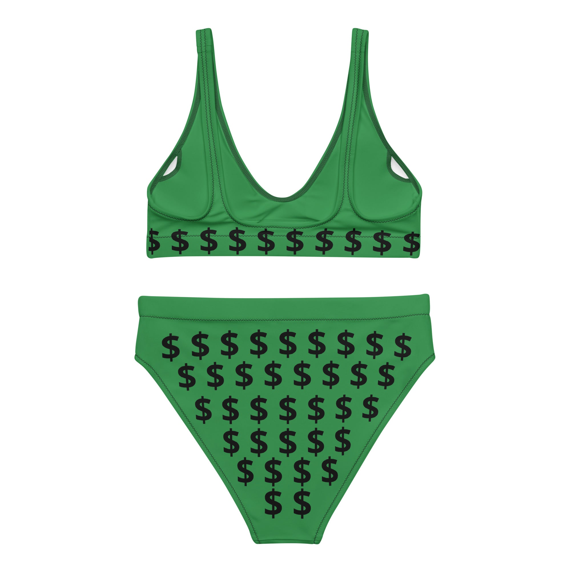 I'm Expensive Dollars Recycled High-Waisted Bikini Money Green