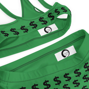 I'm Expensive Dollars Recycled High-Waisted Bikini Money Green