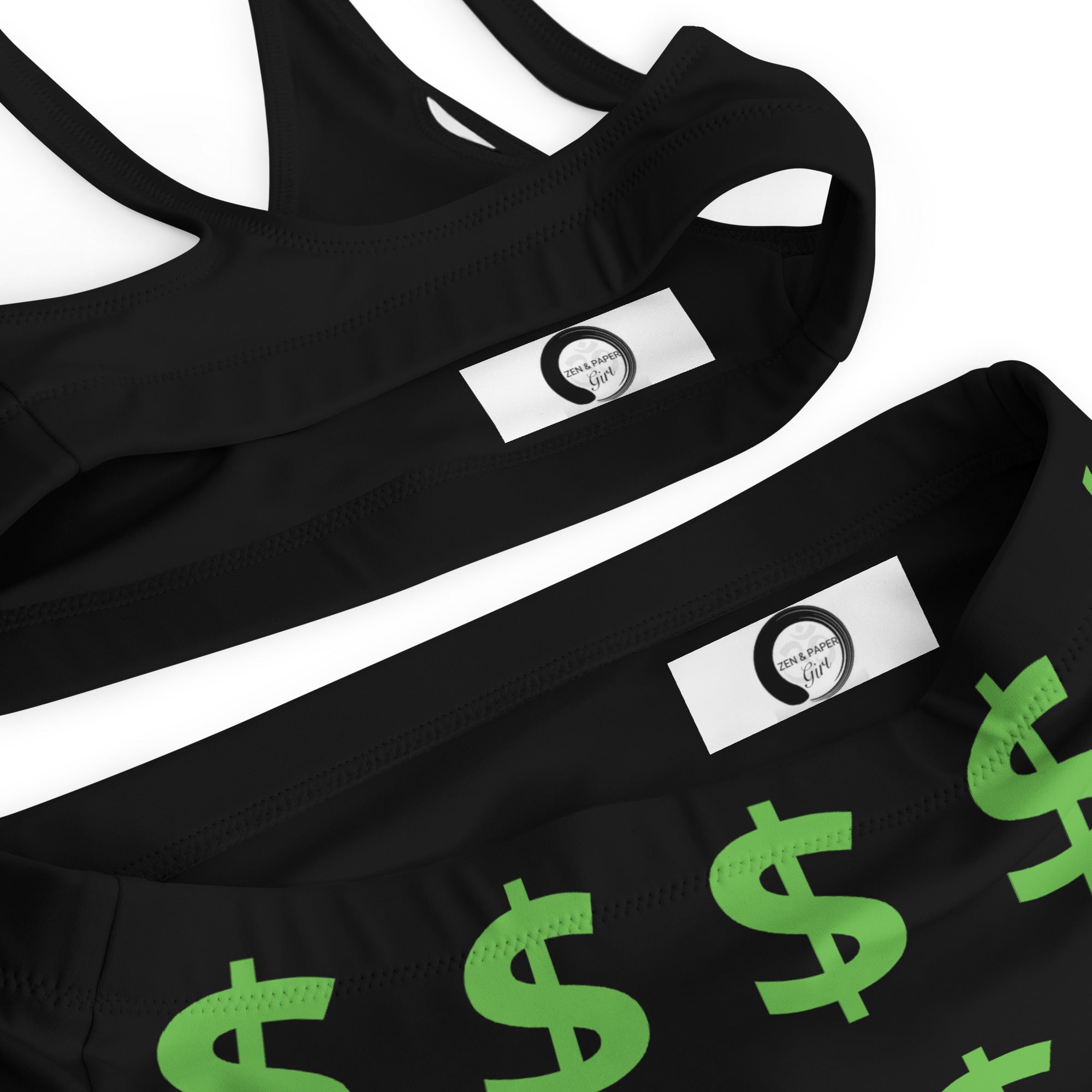 I’m Expensive Money Recycled High-Waisted Bikini - Black