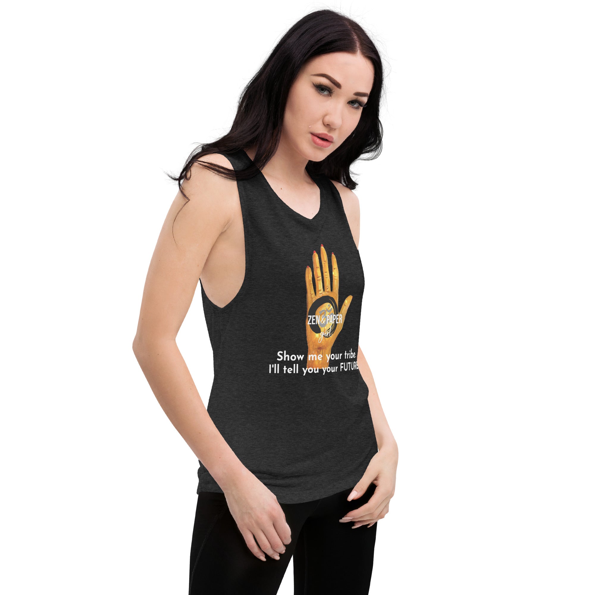 Zen & Paper Girl Future Ladies’ Muscle Tank - White Print